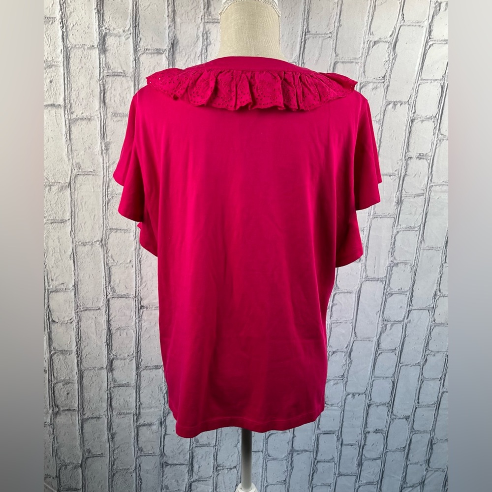 Macy’s Lauren Ralph Lauren :XXL Woman  Short Sleeve Top  Sport Pink 60% Cotton - Picture 2 of 8